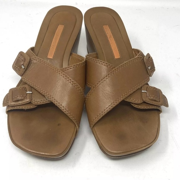 VIA SPIGA Brown Leather Wedge Sandal Women 6.5 - Picture 2 of 6